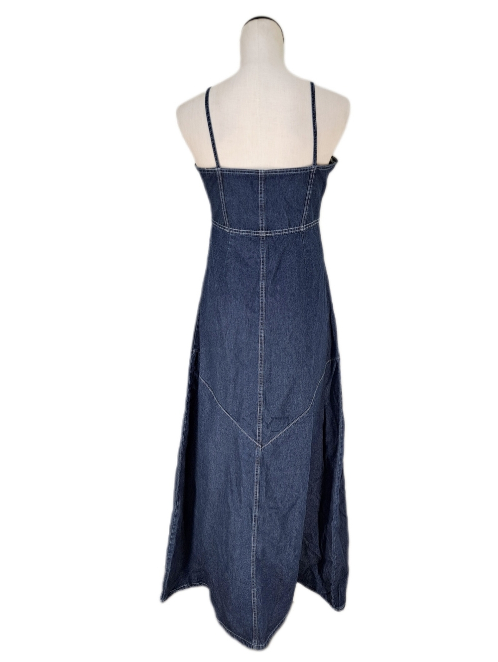 Denim Button-Front Maxi Dress - Dark Blue - Picture 6 of 12